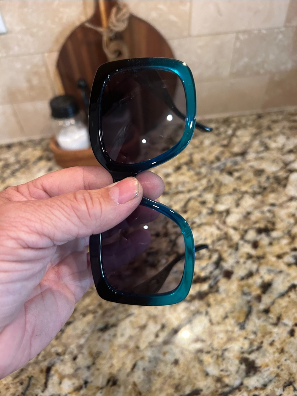 Kurt Geiger Teal Square-Frame Women's Sunglasses